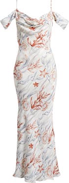 Sonya Moda Del La Mer Drape Cold Shoulder Gown