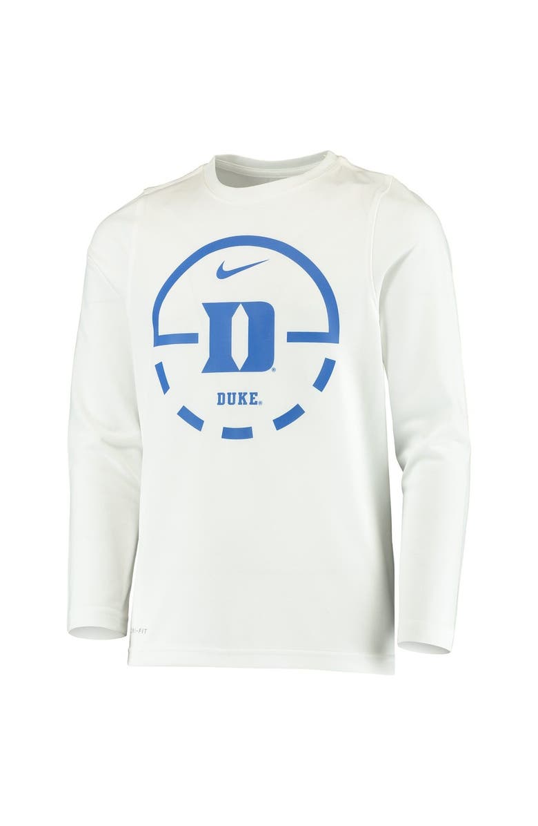 Nike Youth Nike White Duke Blue Devils Basketball Legend Performance Long Sleeve T-Shirt, Alternate, color, 