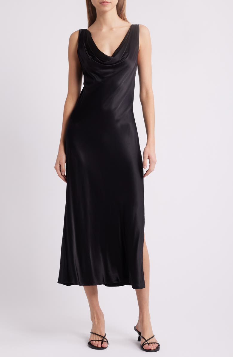 Rails Nat Satin Midi Dress, Main, color, Black