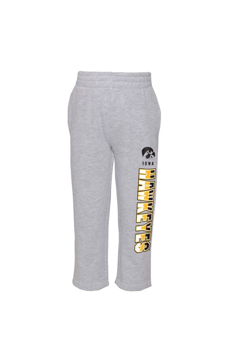Toddler Heather Gray/Black Iowa Hawkeyes Playmaker Pullover Hoodie & Pants Set, Alternate, color, Heather Gray