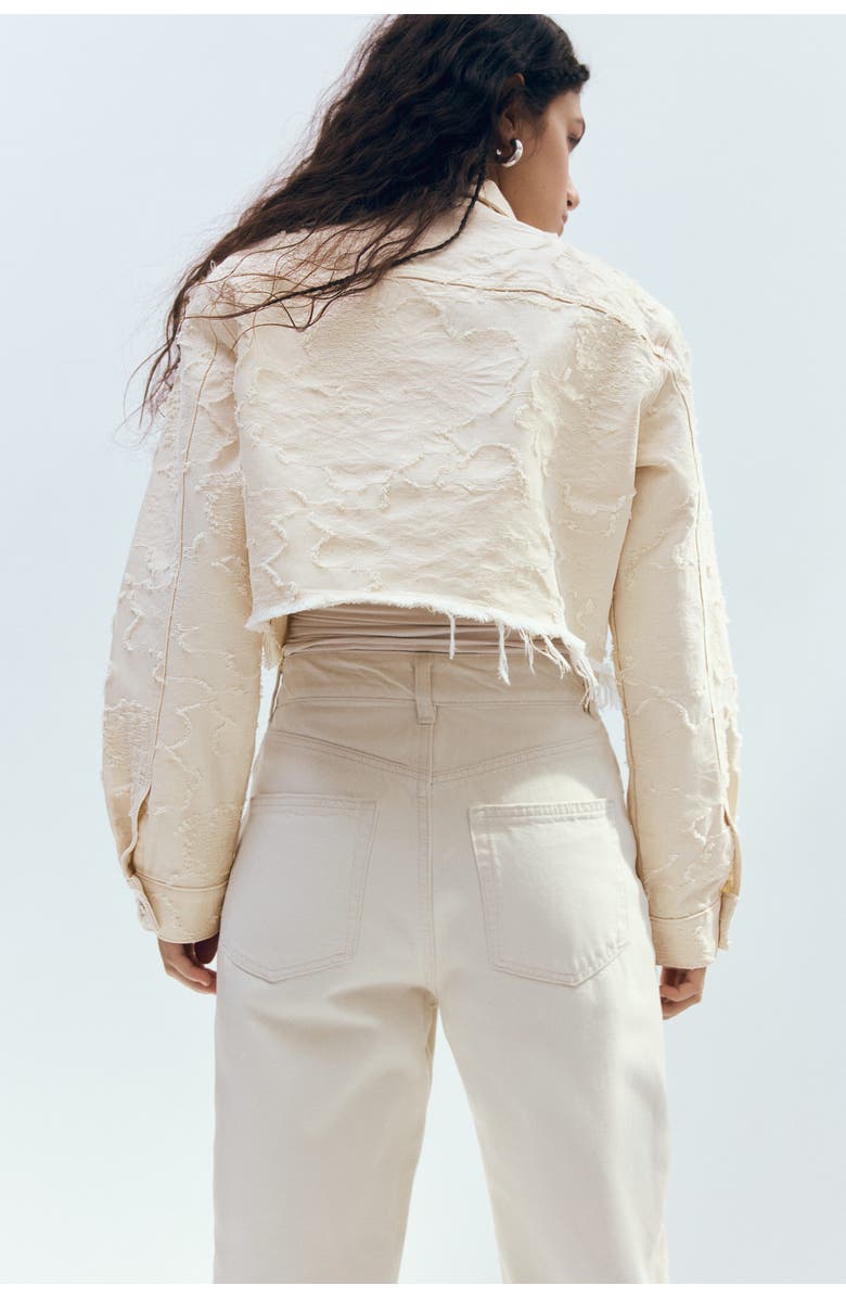 H&M Cropped Twill Jacket, Alternate, color, Cream