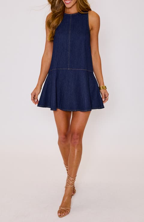 Olivia Denim Fit & Flare Minidress