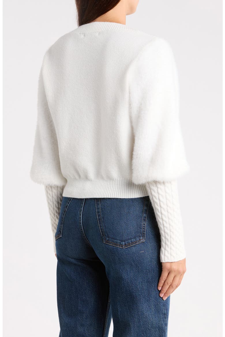 Cable Sleeve Sweater, Alternate, color, OFF WHITE