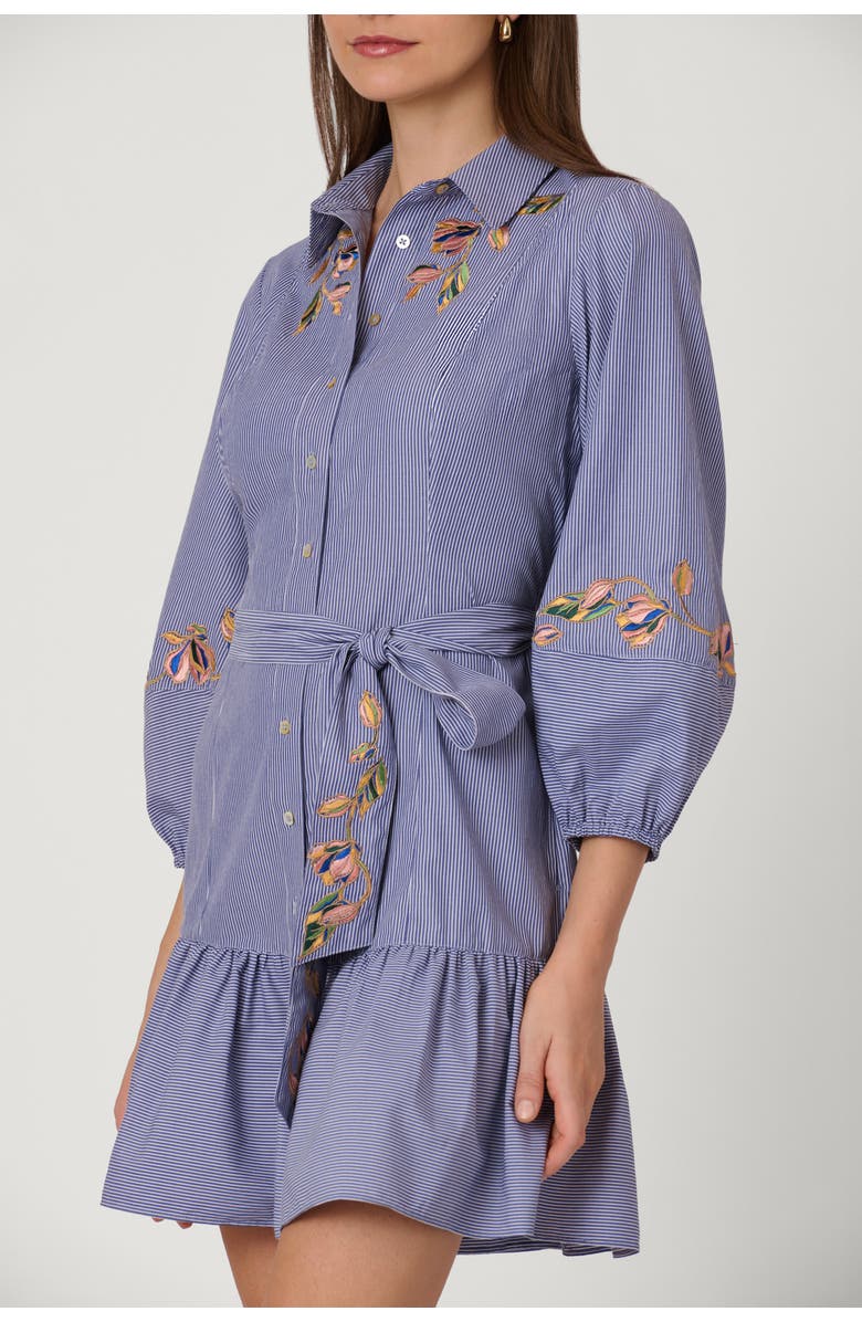 Shoshanna Embroidered Pinstripe Gwen Dress, Alternate, color, Lapis Multi