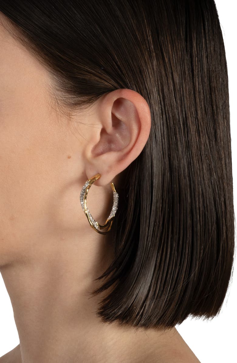 Alexis Bittar Solanales Crystal Pavé Twisted Hoop Earrings, Alternate, color, Crystals