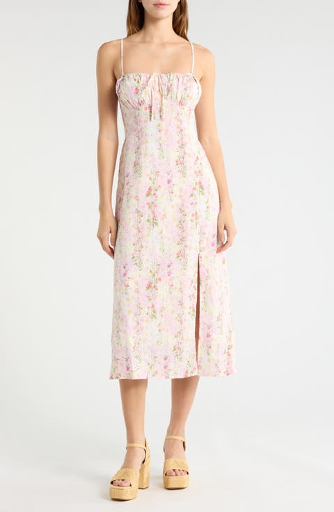 Floral Eyelet Corset Midi Sundress