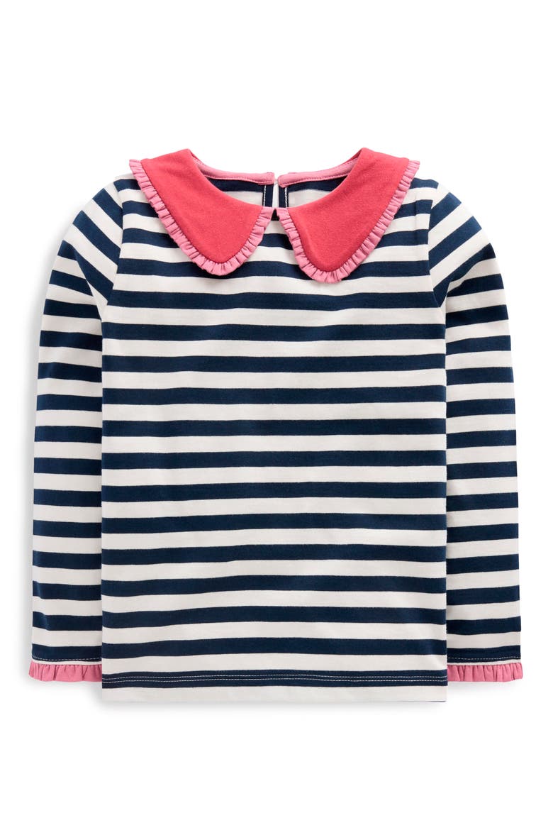 Kids' Collared Breton Jersey Top, Main, color, NAVY/ IVORY STRIPE