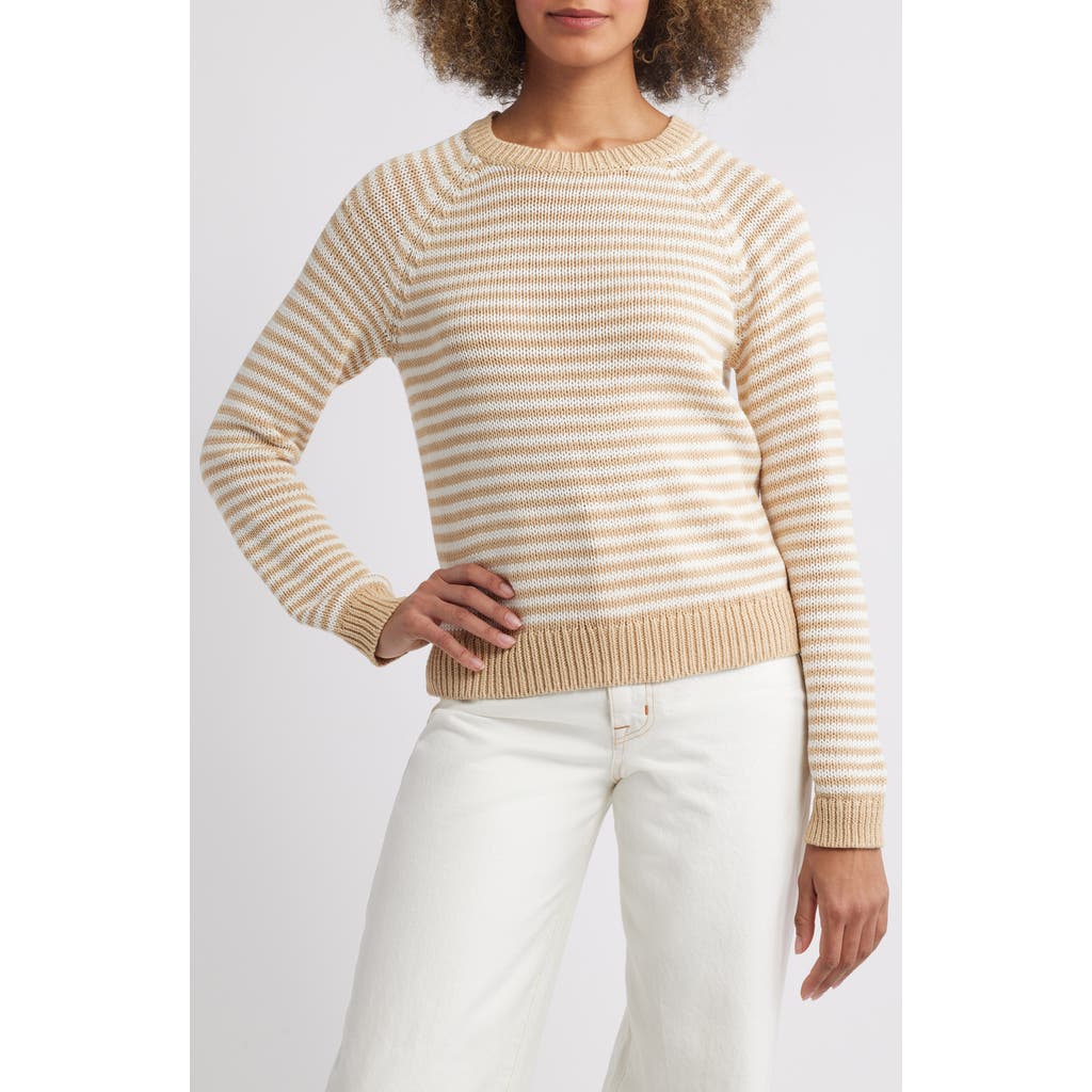 Caslonr Caslon(r) Stripe Pima Cotton Sweater In Tan- Ivory Emily Stripe