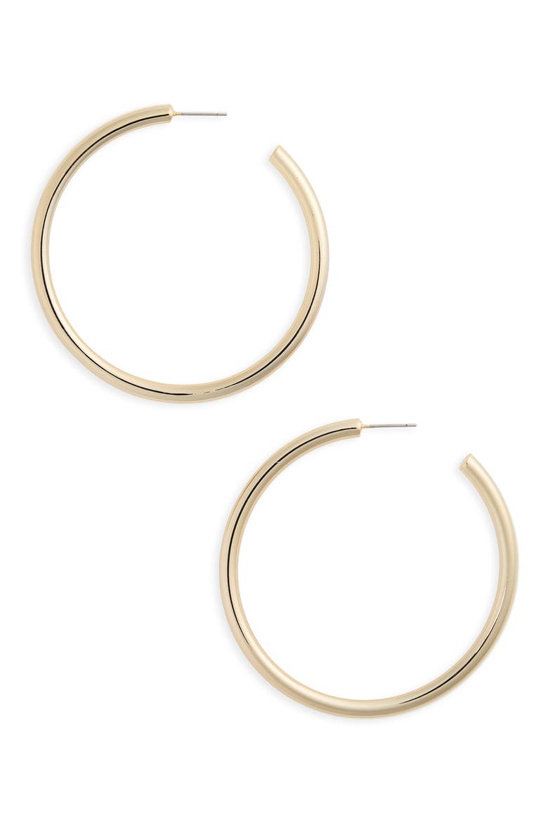 Large Sleek Tube Hoop Earrings, Main, color, GOLD