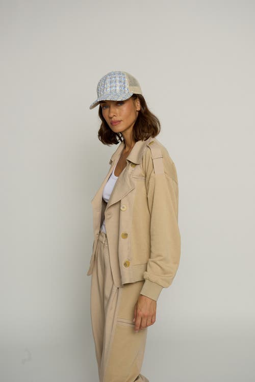 Central Park West Mixed Media Trench Bomber In Brown