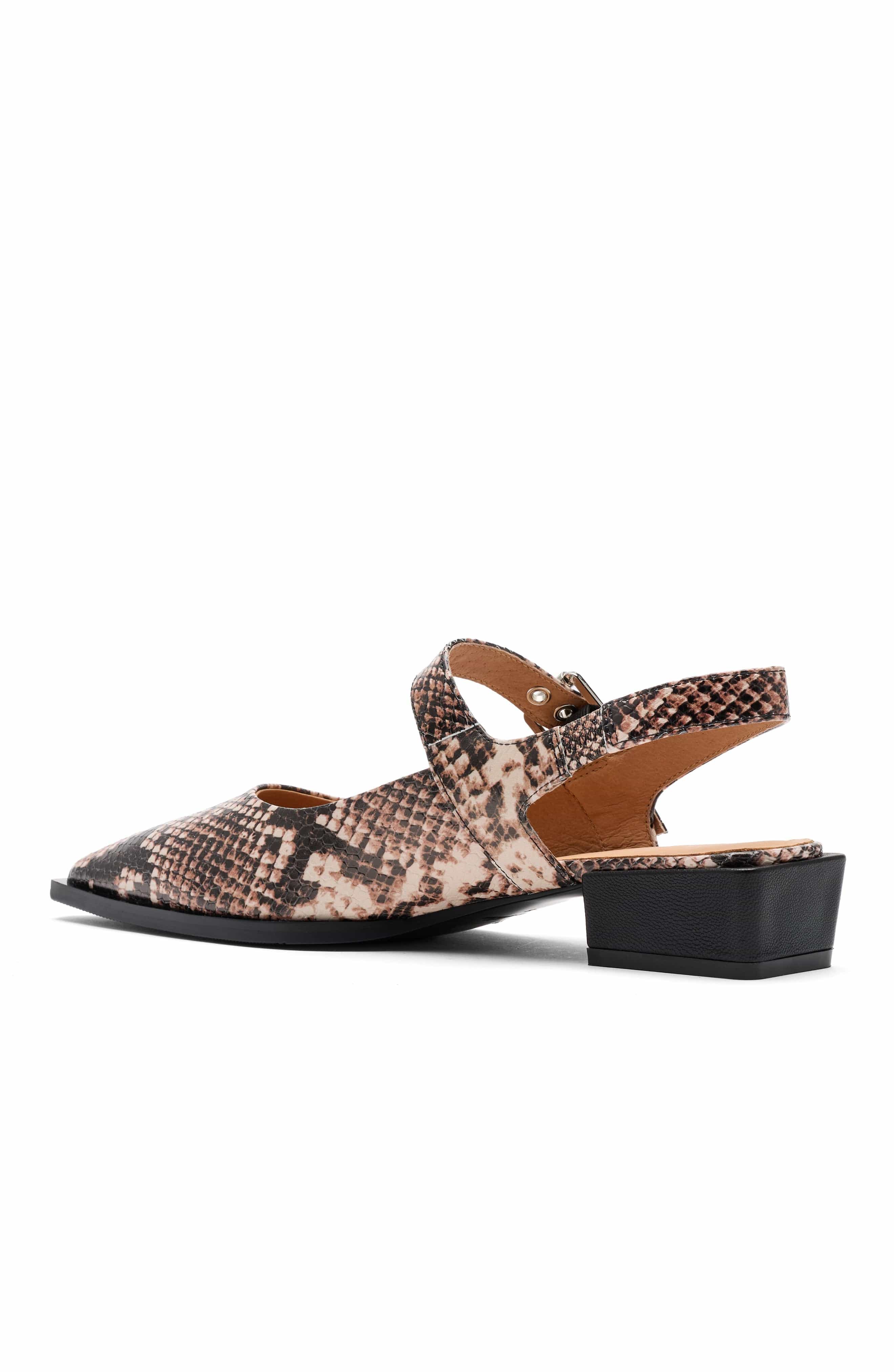 Chelsea Leather Slingback Block Heels, Alternate, color, Brown Snake