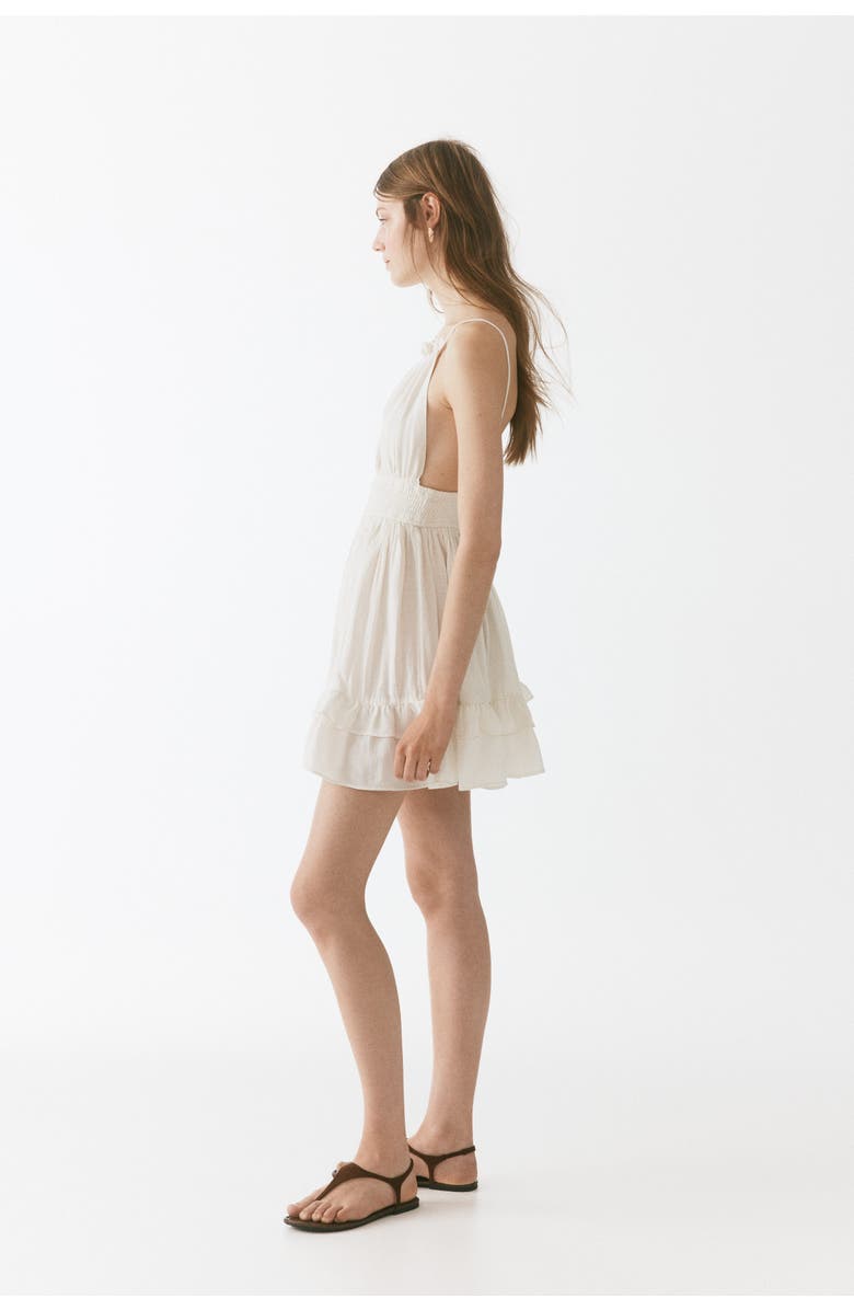 H&M Flared-skirt Linen-blend Dress, Alternate, color, Light Beige