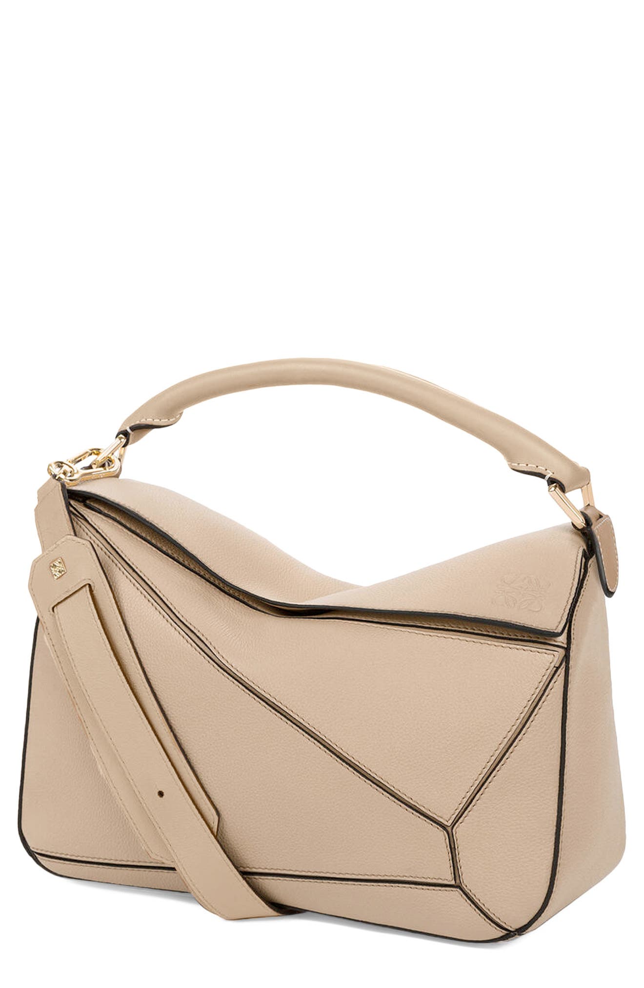 Puzzle Medium Leather Shoulder Bag, Main, color, 2150 SAND