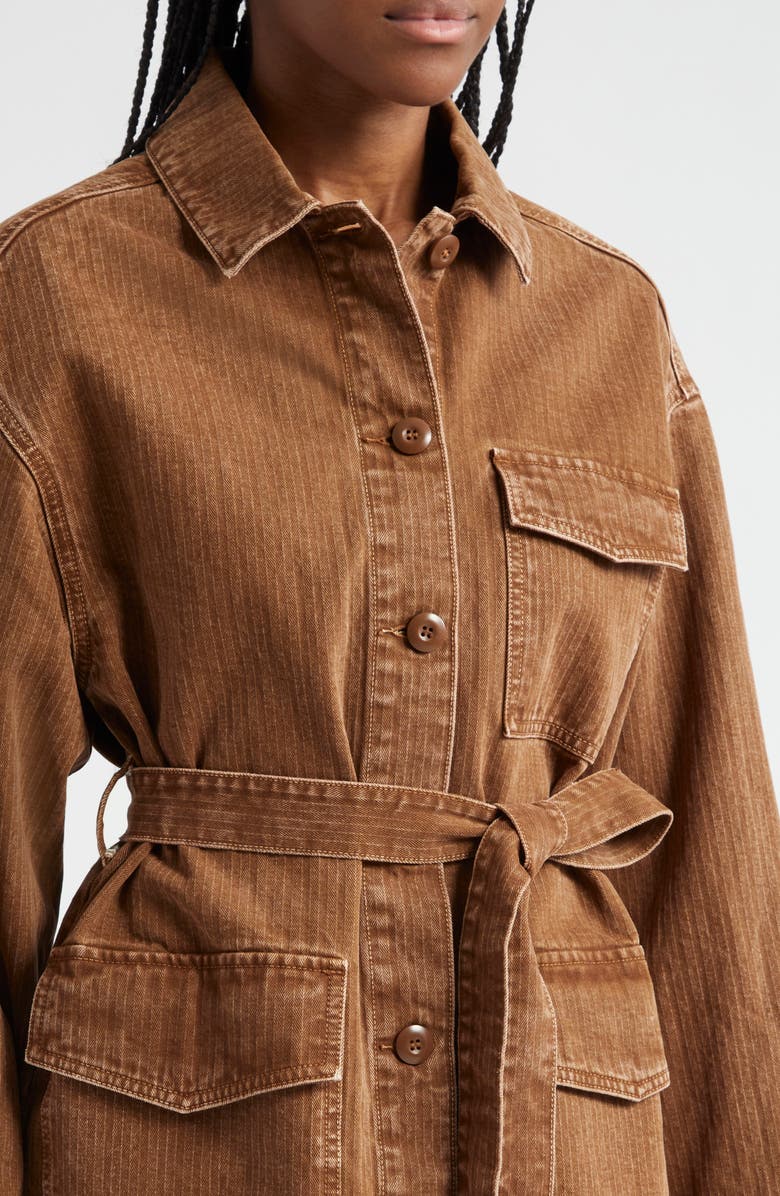 Veronica Beard Ramone Tie Waist Twill Chore Jacket, Alternate, color,