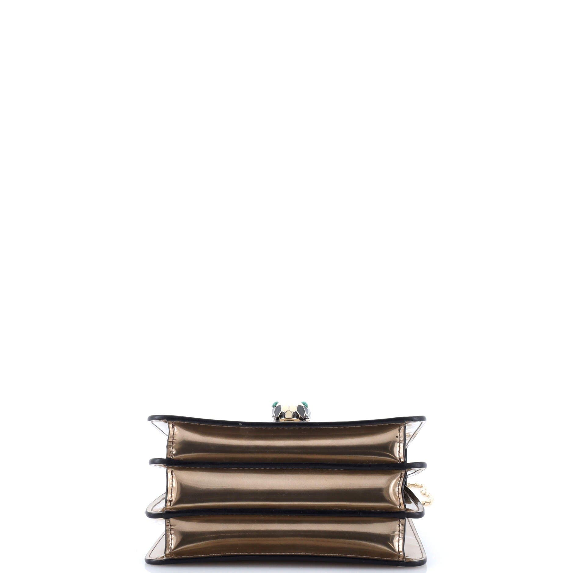 Serpenti Top Handle Bag Patent Small, Alternate, color, Metallic Silver