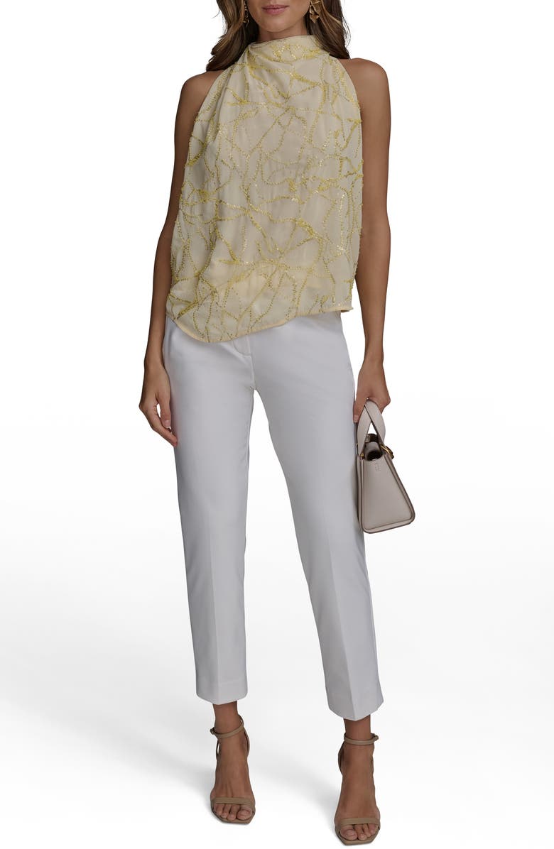 Donna Karan New York Embellished Cutaway Shoulder Top, Alternate, color, 