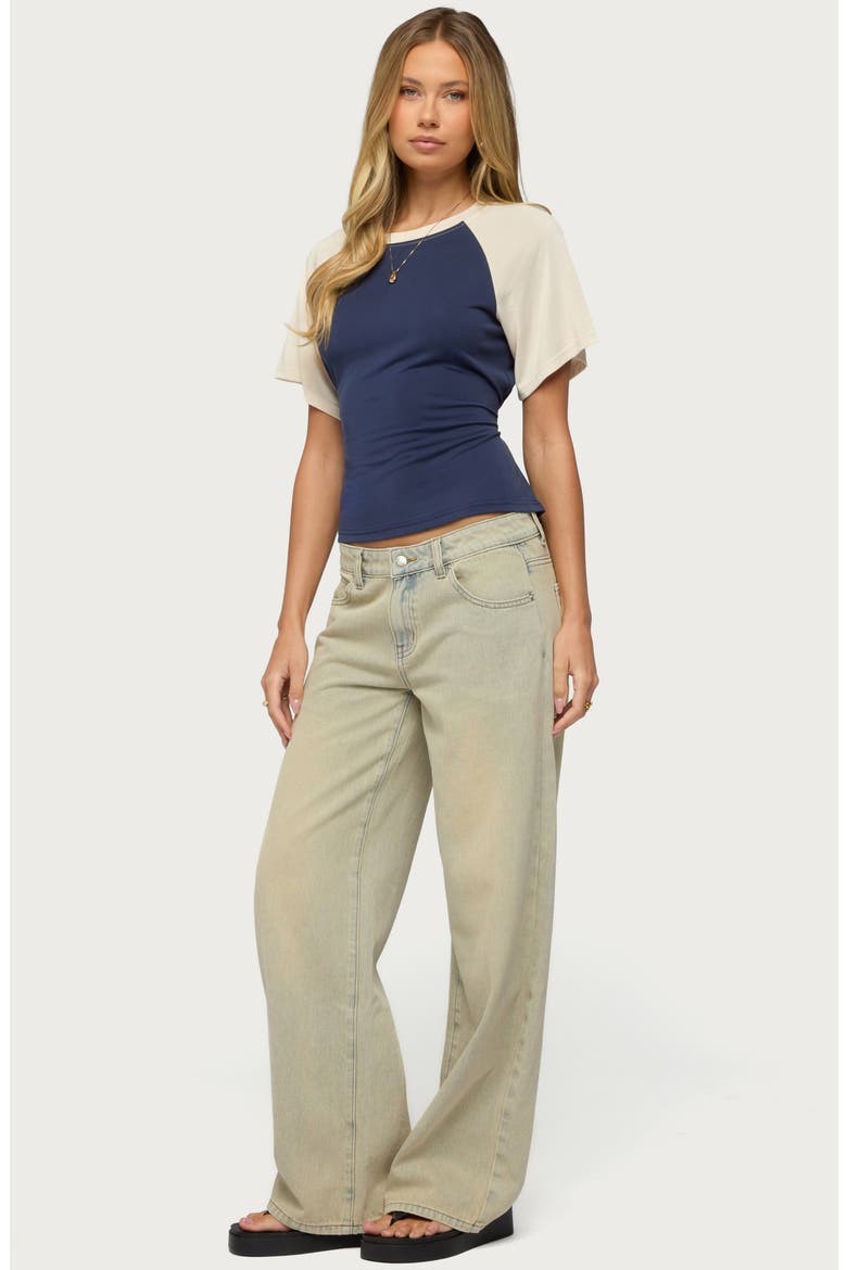 Fraise Contrast Back Tie Raglan T-Shirt, Alternate, color, NAVY-AND-CREAM
