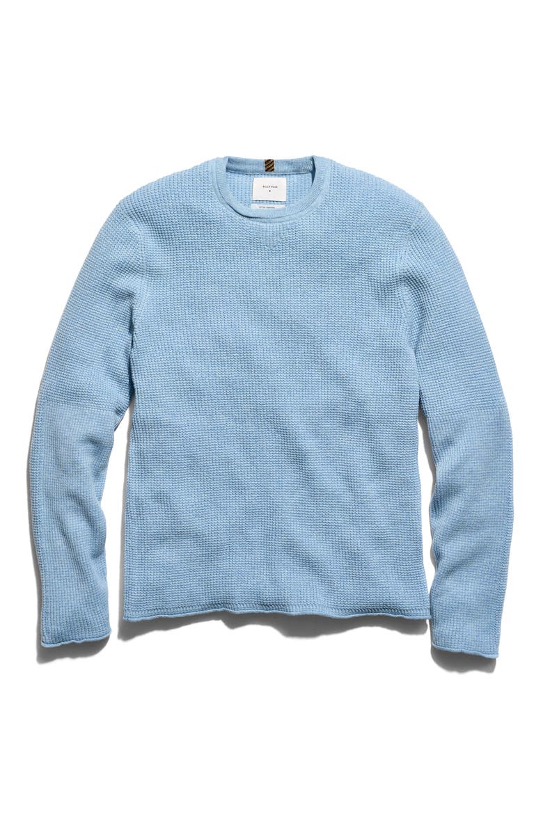 Martin Mini Waffle Crewneck Cotton & Cashmere Sweater, Main, color, CHAMBRAY BLUE HEATHER