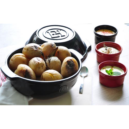 Emile Henry Bread & Potato Pot In Charcoal