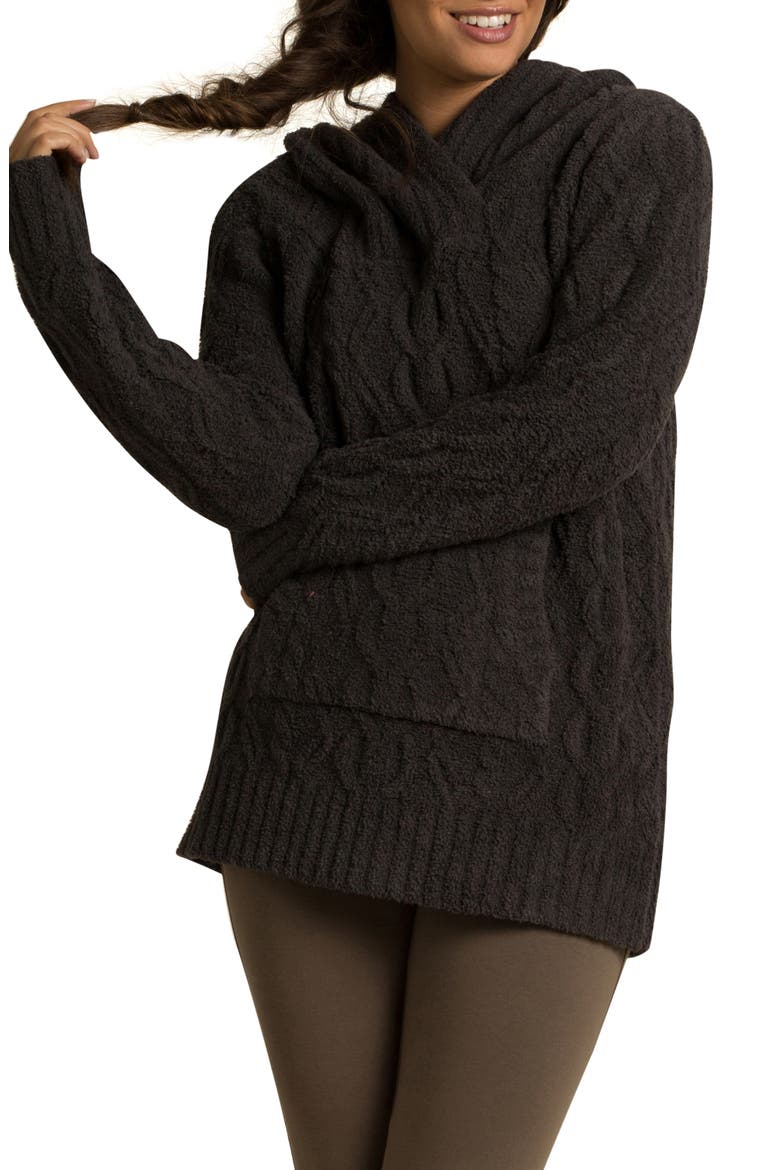 CozyChic™ Zigzag Cable Knit Hoodie, Main, color, CARBON