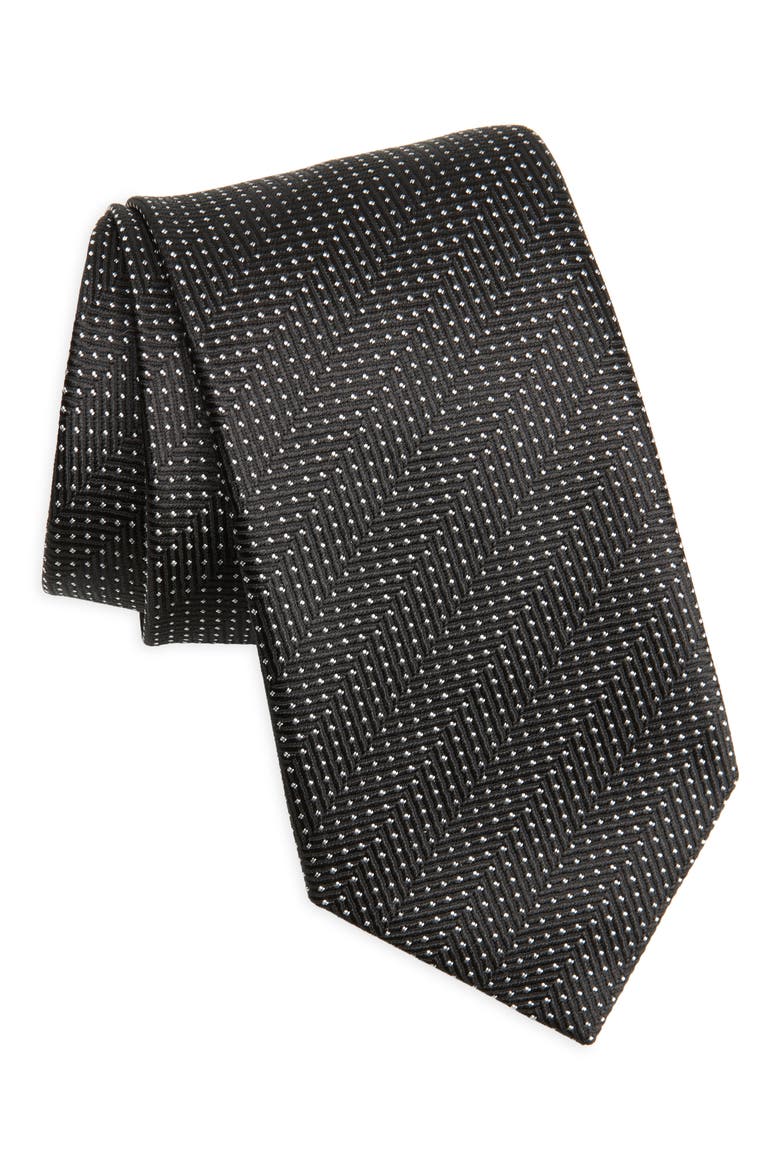 Neat Silk Tie, Main, color, BLACK