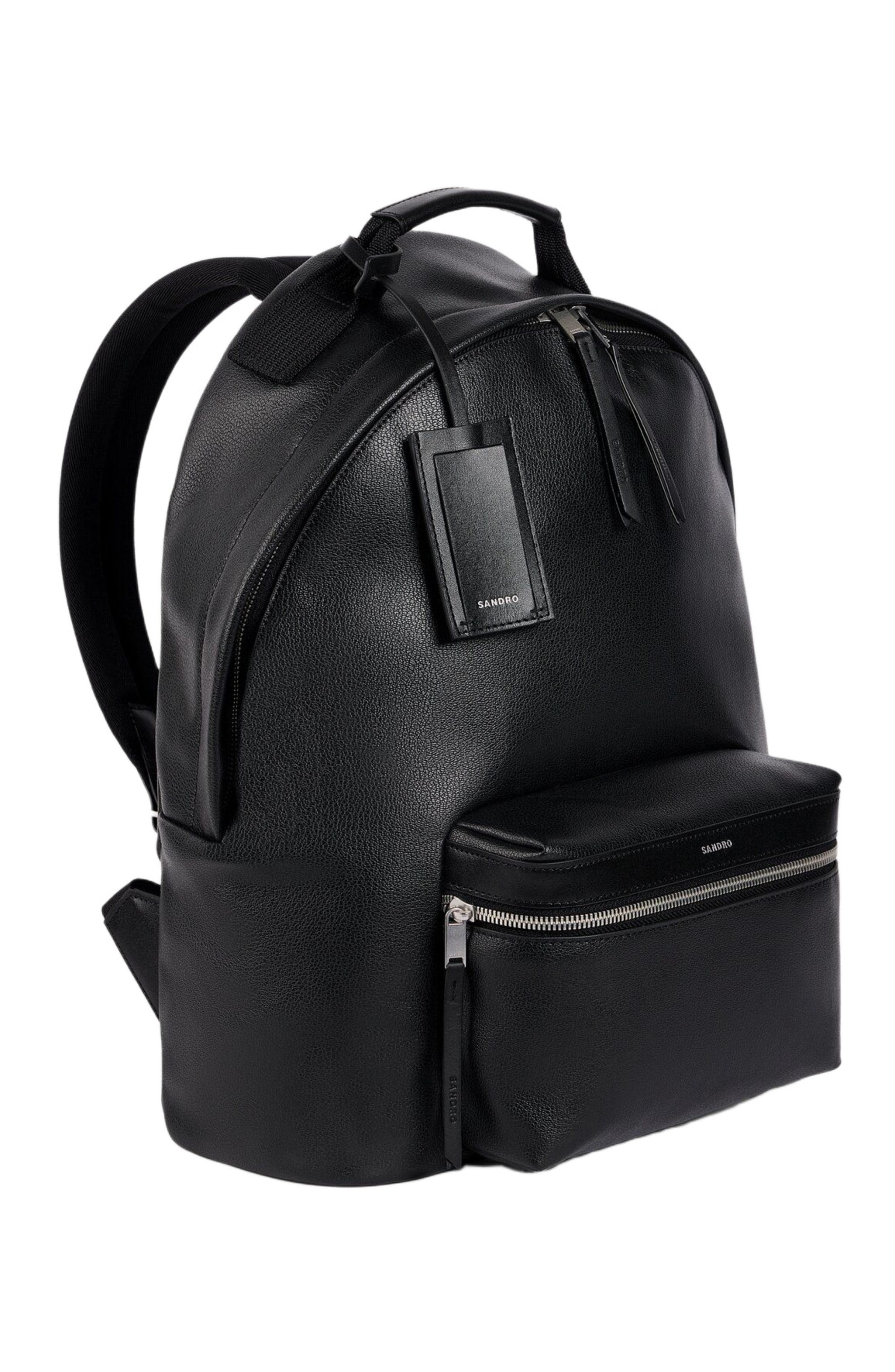 Reconstituted leather rucksack, Alternate, color, Black