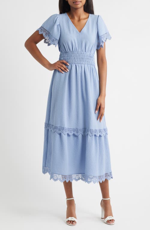 Bobeau Lace Flutter Sleeve Maxi Dress