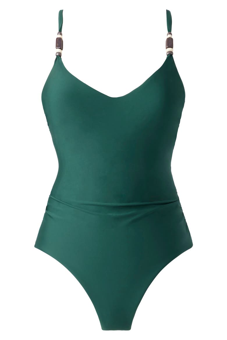 Milli Bead Strap One-Piece Swimsuit, Alternate, color, RACING GREEN