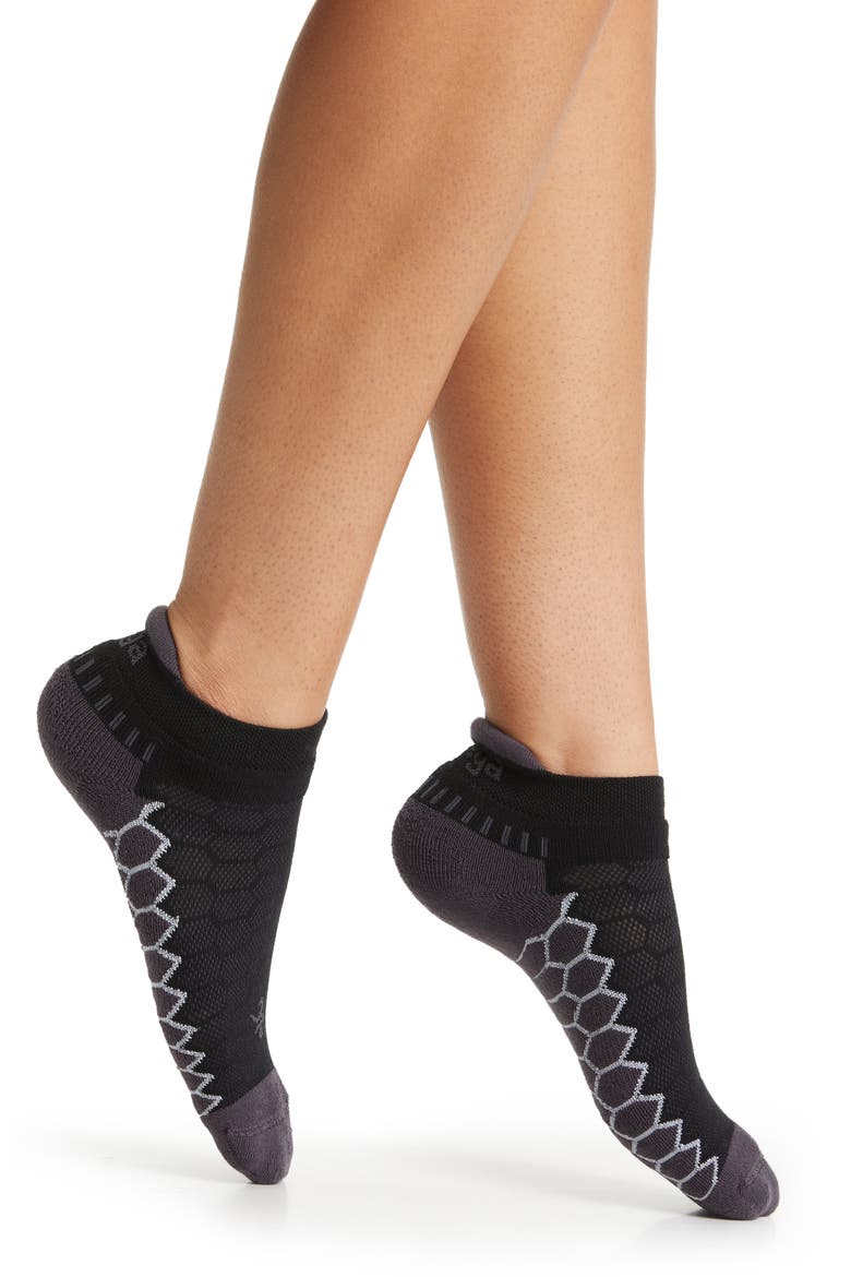 Silver No-Show Tab Running Socks, Main, color, BLACK