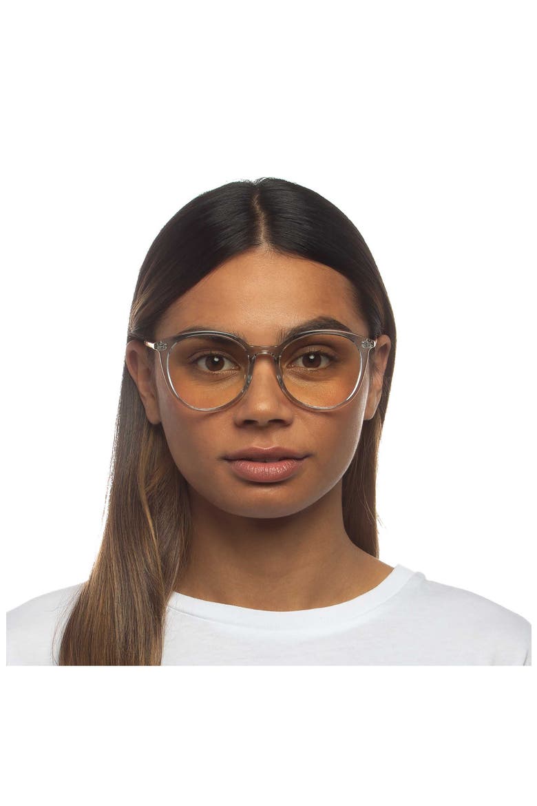 Le Danzing 52mm Round Blue Light Blocking Glasses, Alternate, color, GREY/ GOLD/ ANTI BLUE LIGHT