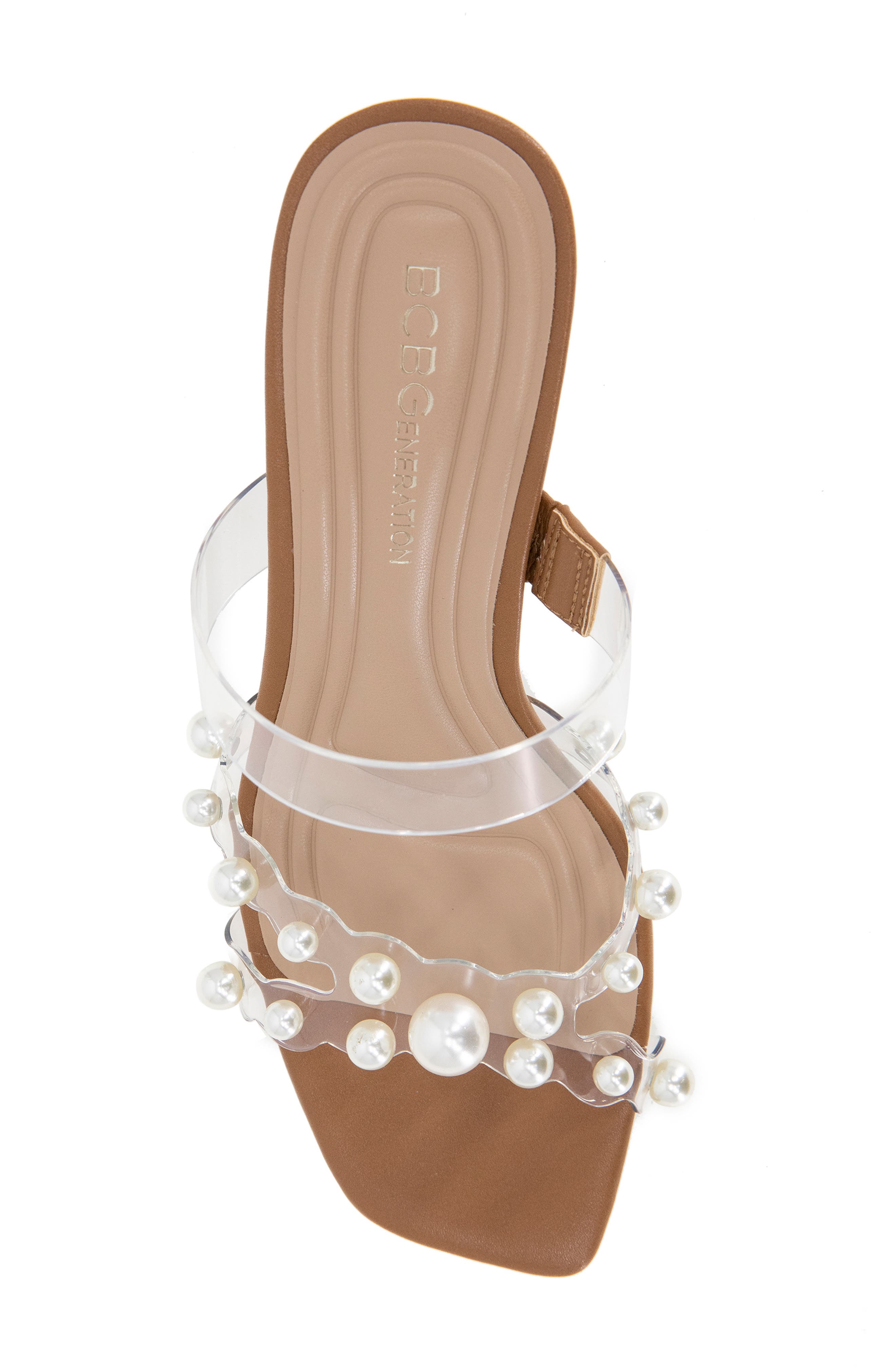 BCBGeneration Rainy Clear Strap Slide Sandal, Alternate, color, Coffee/ Clear