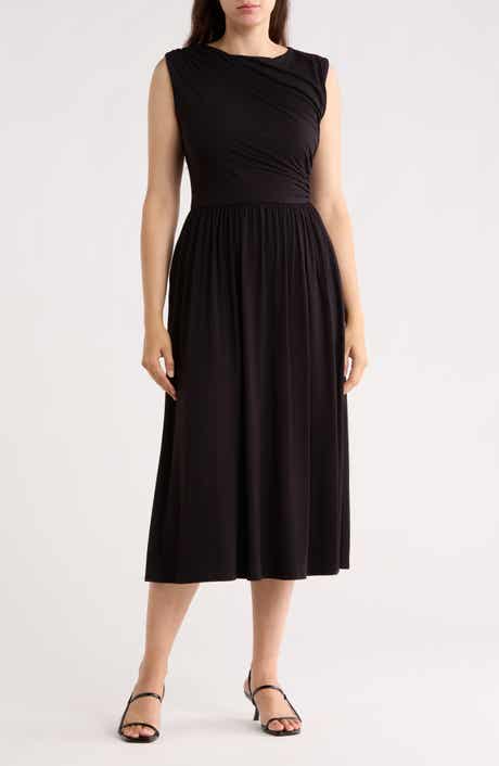Ruched Sleeveless Midi Dress
