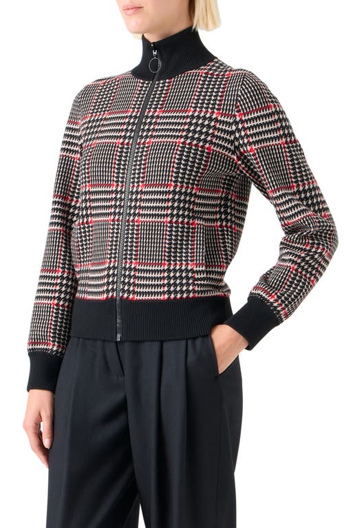 Akris Punto Houndstooth Check Jacquard Knit Zip Cardigan In Multi