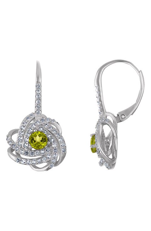 Sterling Silver Floral Swirl Drop Earrings