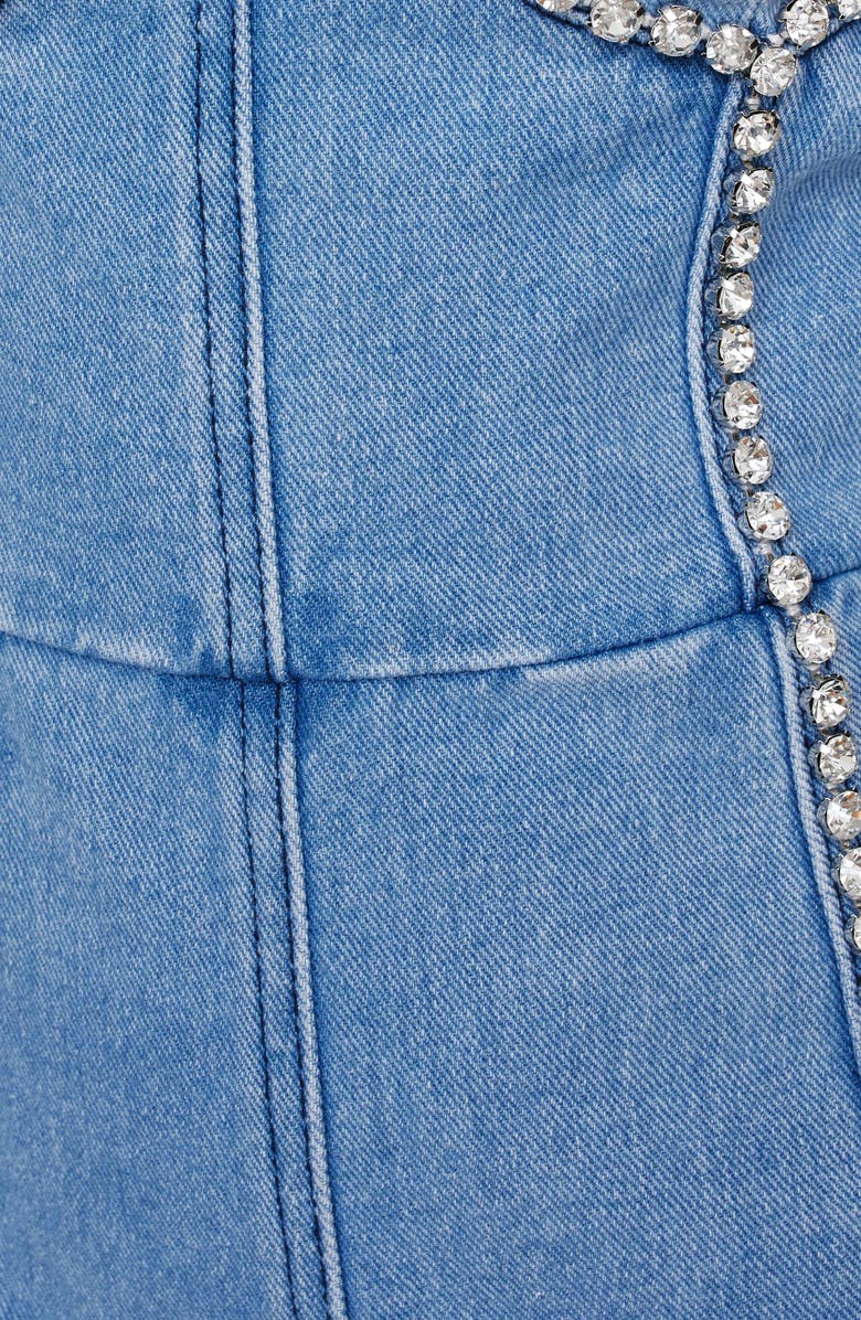 NASTY GAL Heart Embellished Bustier Denim Romper, Alternate, color, 