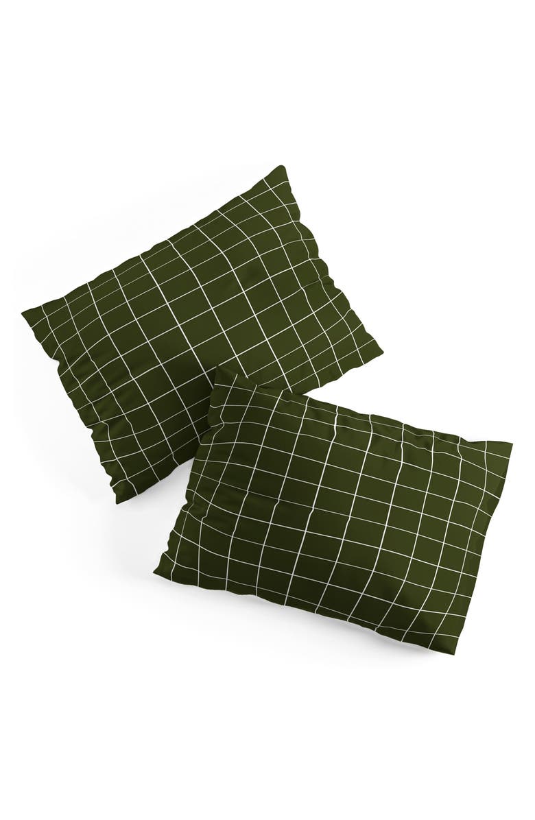 Deny Designs Grid Duvet Cover & Shams Set, Alternate, color, Green