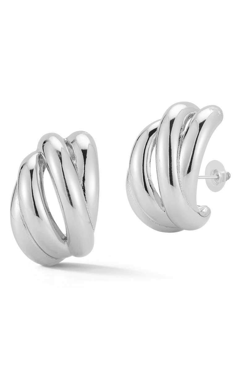 GLAZE JEWELRY Huggie Hoop Earrings, Main, color, Silver