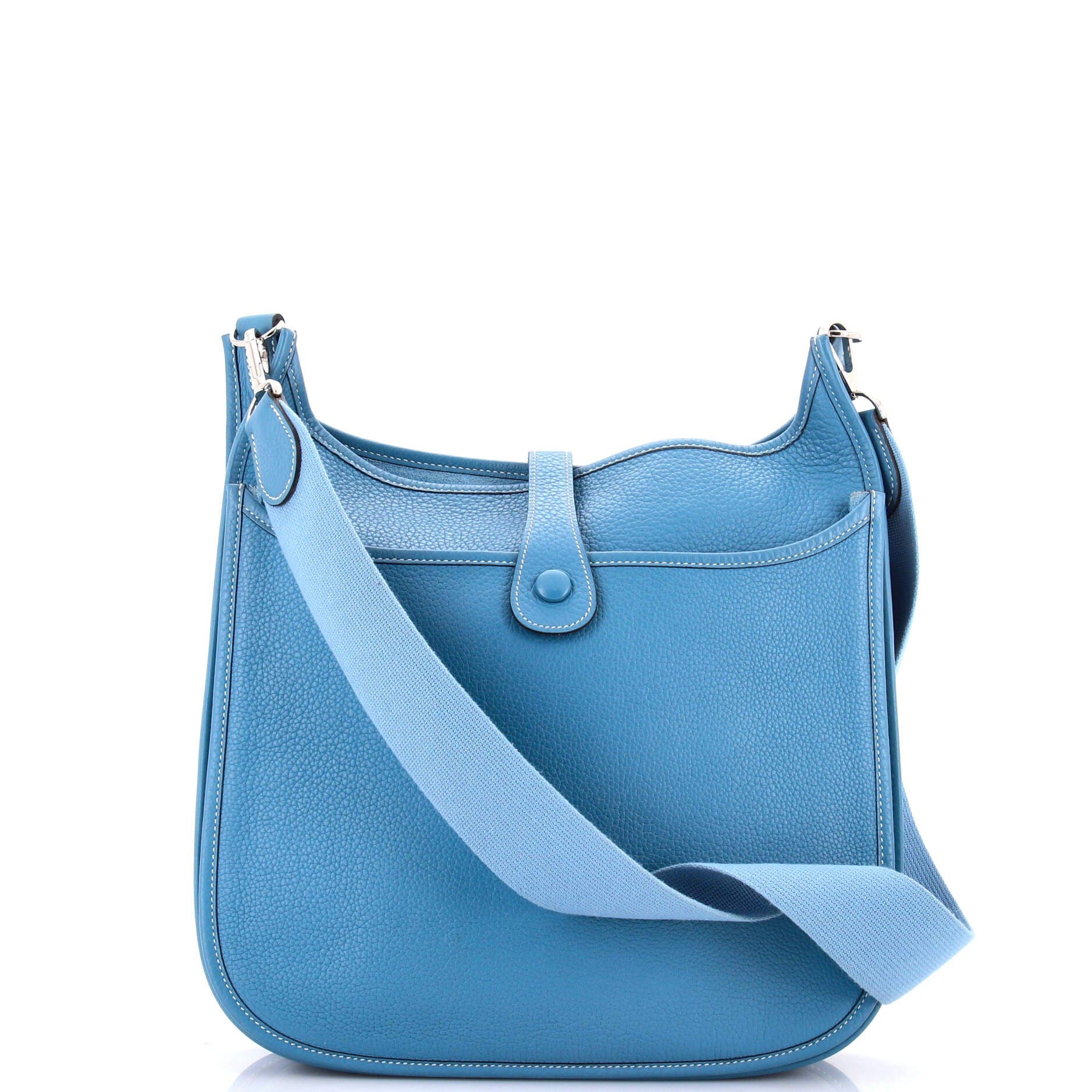 Pre-Owned Hermes Evelyne Bag Gen II Clemence GM, Alternate, color, Bleu Jean