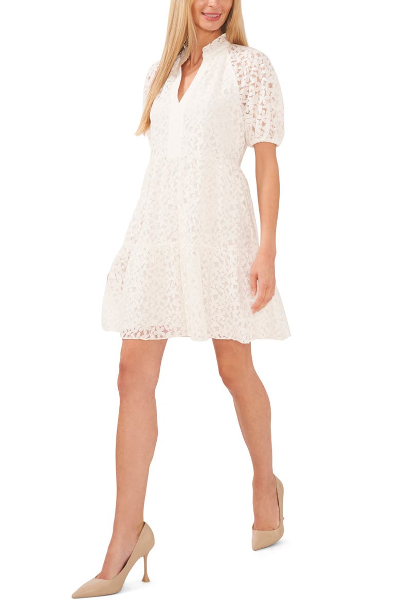 CeCe Puff Sleeve Babydoll Lace Minidress, Main, color, New Ivory