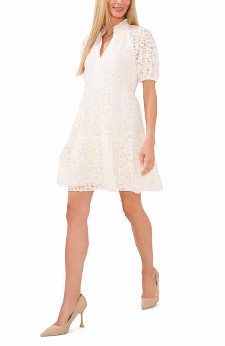 CeCe Puff Sleeve Babydoll Lace Minidress