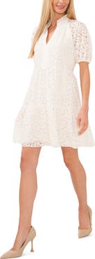 CeCe Puff Sleeve Babydoll Lace Minidress