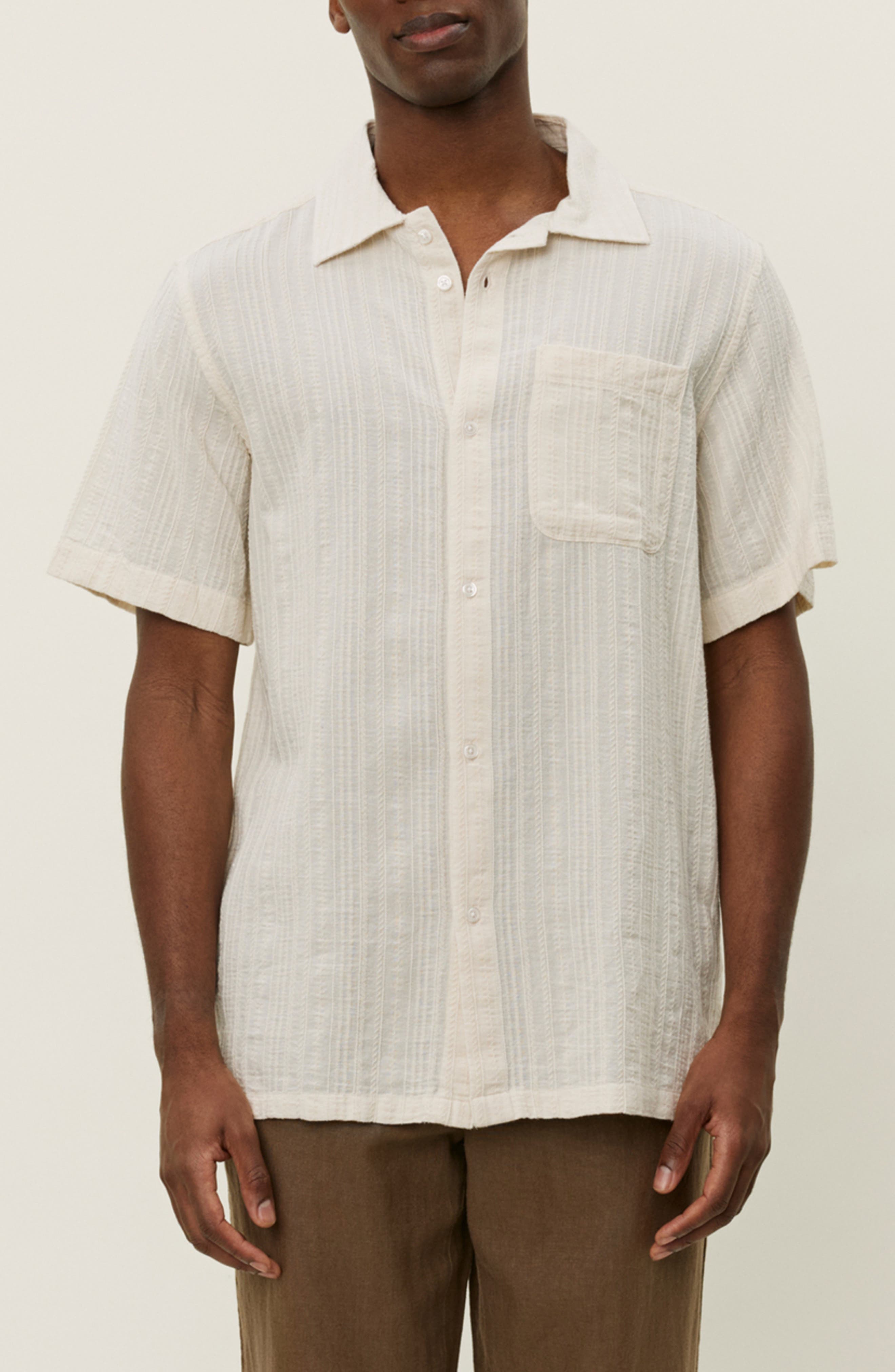 Les Deux Charlie Stripe Organic Cotton Button-Up Shirt