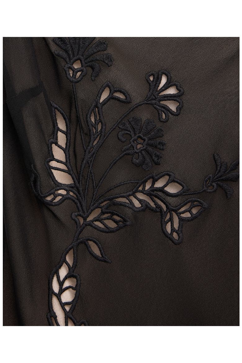 Lace Detail Chiffon Dress, Alternate, color, BLACK