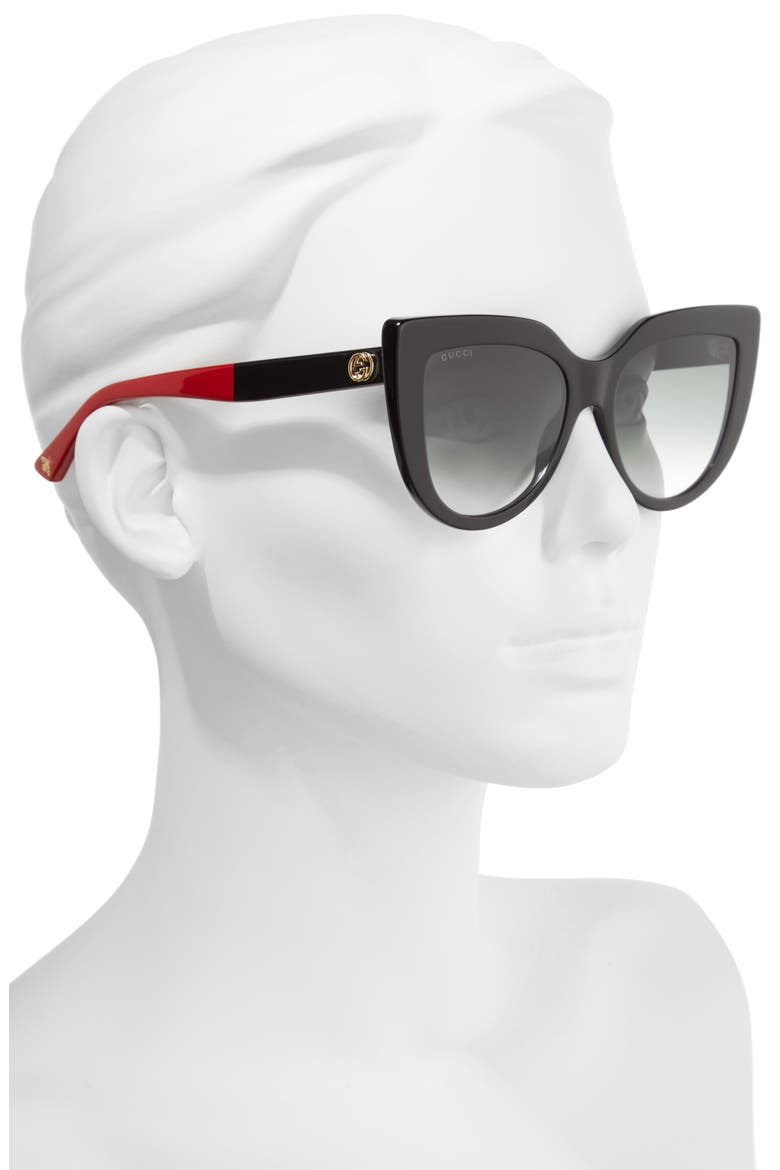 53mm Cat Eye Sunglasses, Alternate, color, BLACK