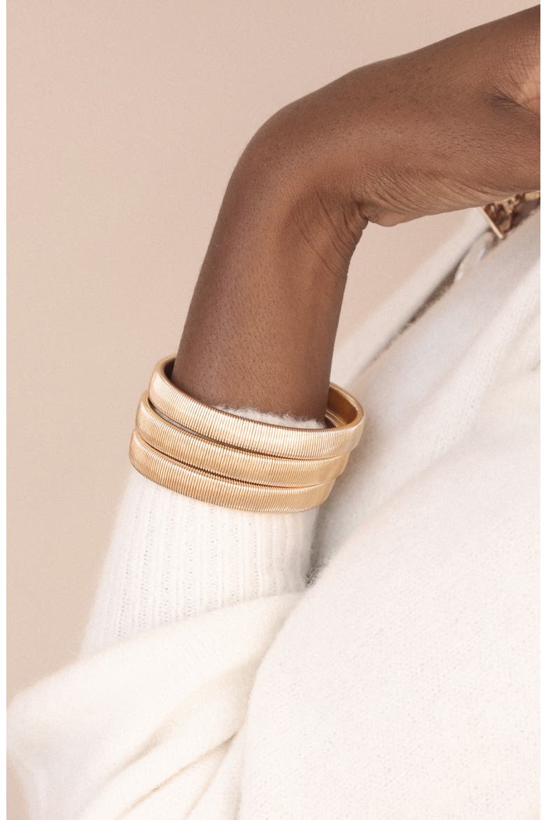 Set of 3 Stretch Flex Cuffs, Alternate, color, GOLD