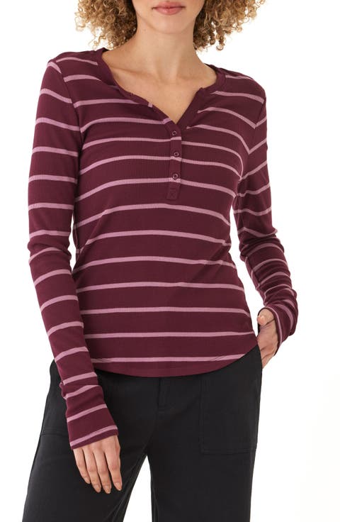 Akia Caribbean Stripe Rib Henley