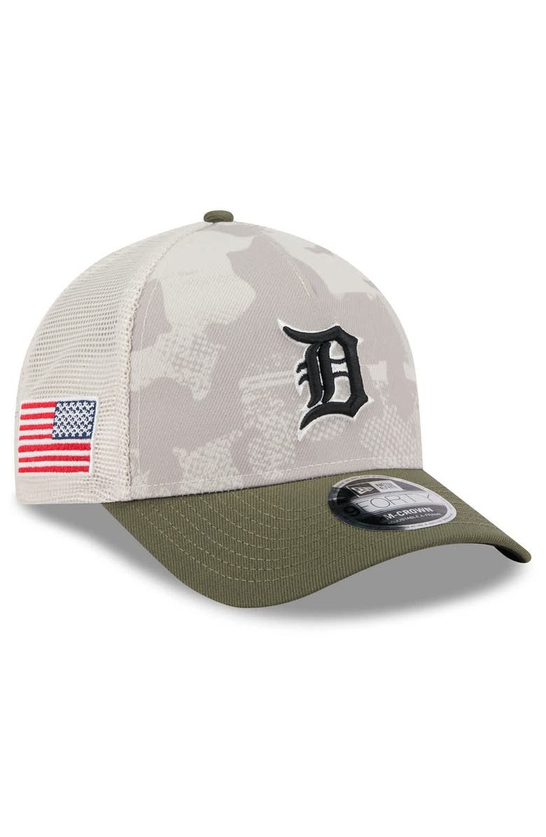 New Era Men's New Era Light Beige/Olive Detroit Tigers 2025 Armed Forces Day 9FORTY M-Crown A-Frame Adjustable Hat, Main, color,