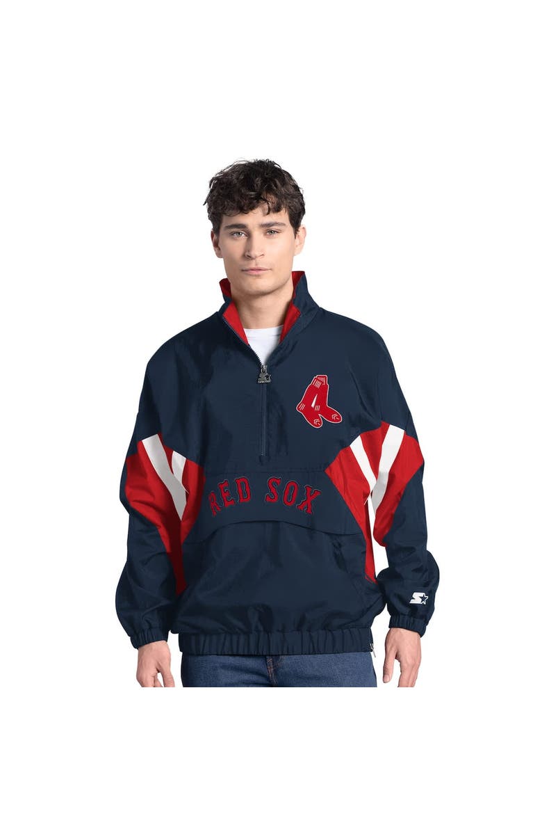 STARTER Men's Starter  Navy Boston Red Sox Cooperstown Chief Half-Zip Pullover, Alternate, color, Navy