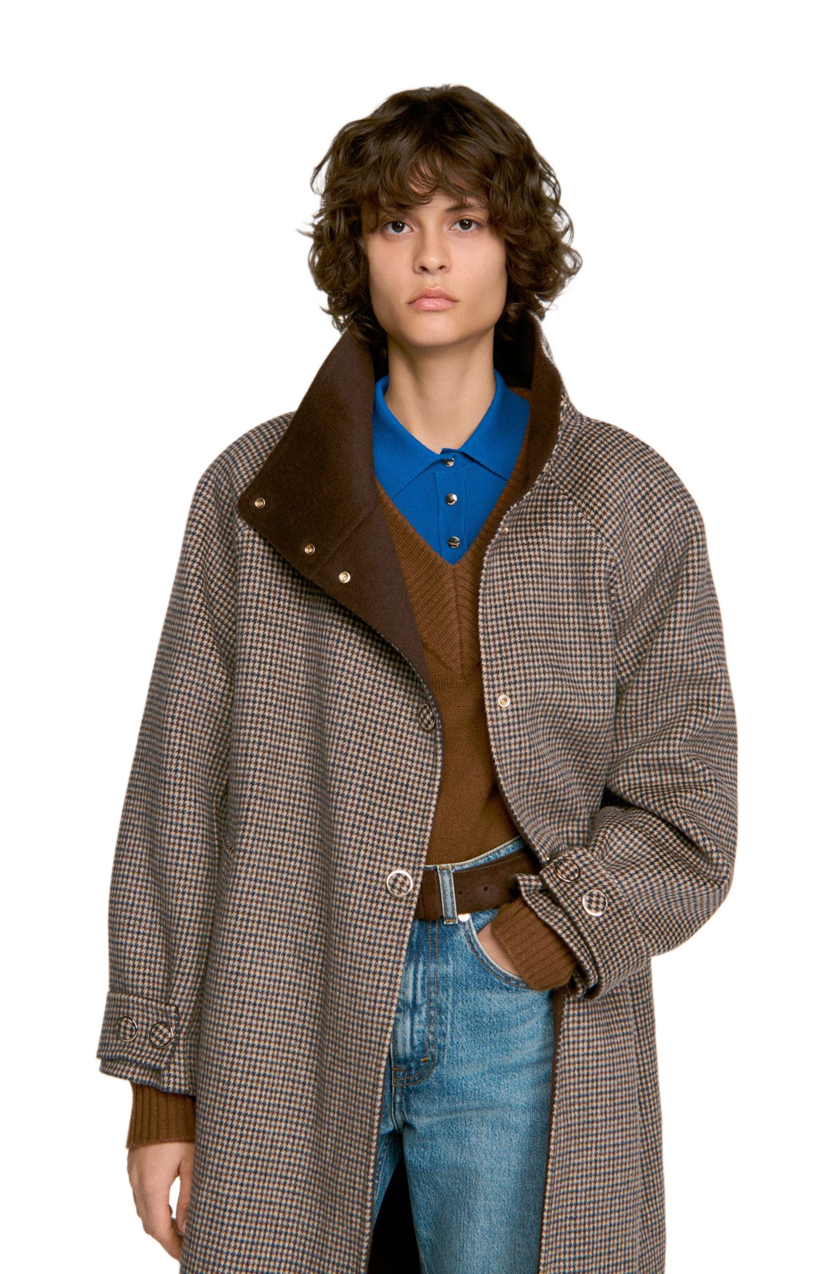 SANDRO Oversized Check Coat (Women) | Nordstrom