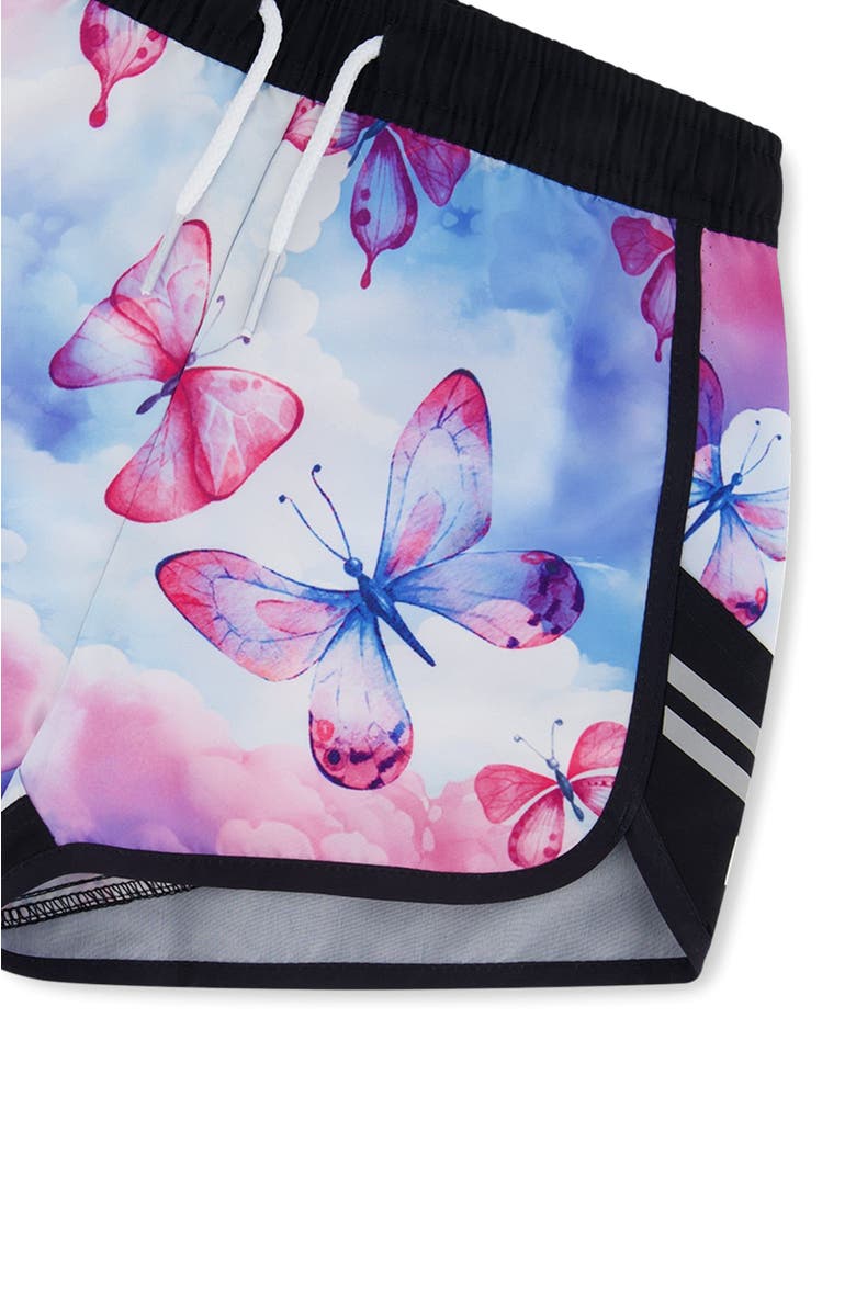 Deux par Deux Little Girl's Printed Athletic Short Pink, Blue And Butterflies, Alternate, color,